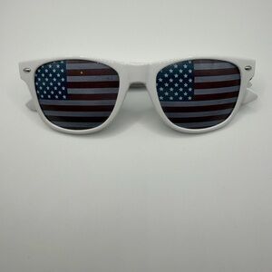 White Framed American Flag Sunglasses